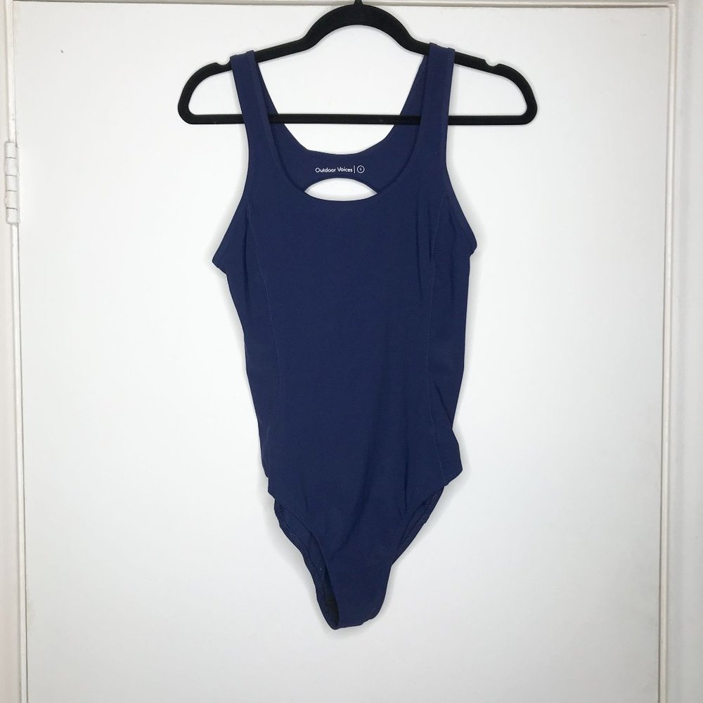 Outdoor Voices Navy Blue One Piece Cutout Swimsuit Small